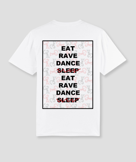 eat rave dance sleep tshirt - nonstop raven en feesten - tshirt voor een rave kopen