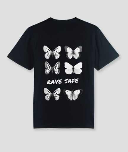 rave safe tshirt - rave vlinder tshirts - butterfly techno tshirts