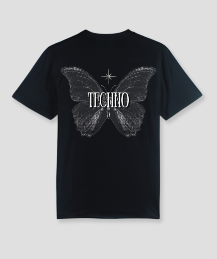 techno vlinder - oversized tshirt voor techno raves