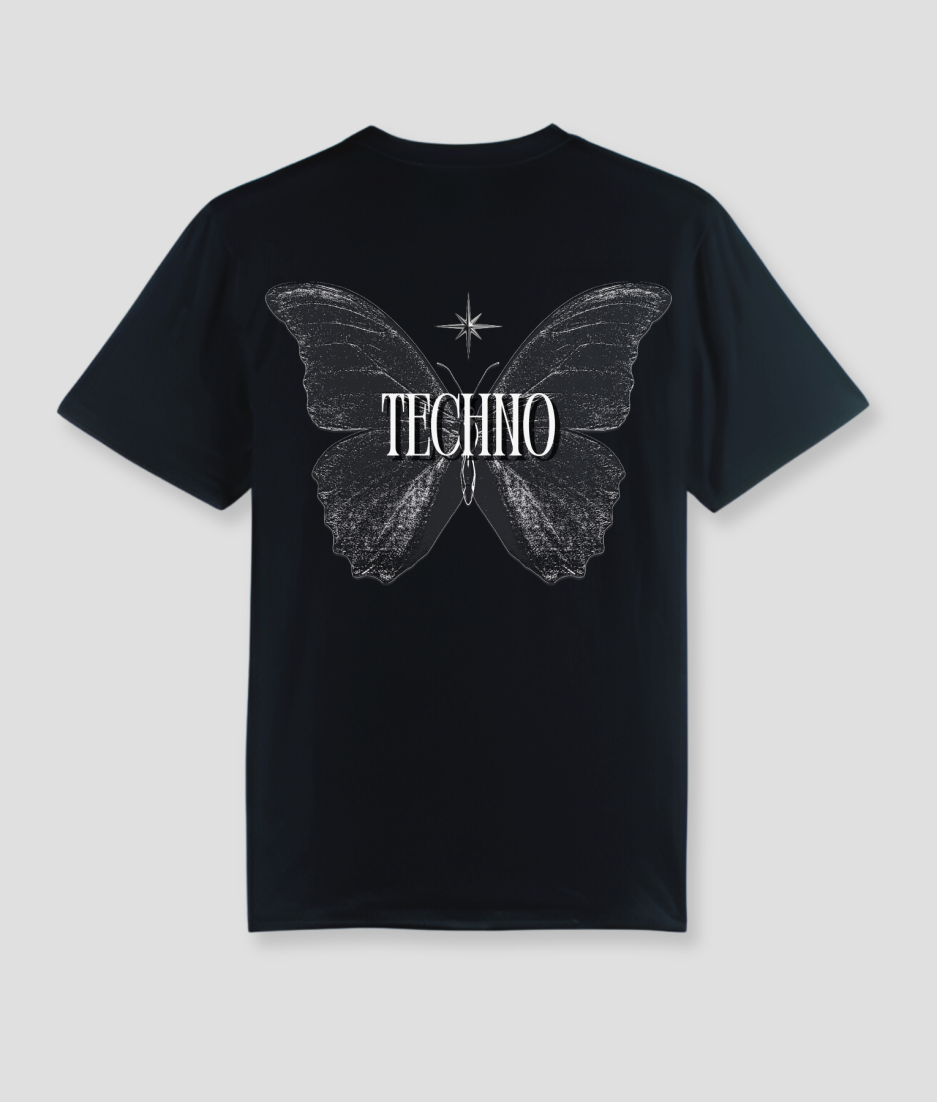 techno vlinder - oversized tshirt voor techno raves
