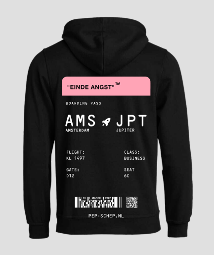 boardingpass hoodie zwart met roze - techno kledingwinkel - techno kleding winkel