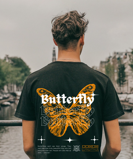 Oranje vlinder tshirt koningsdag - butterfly