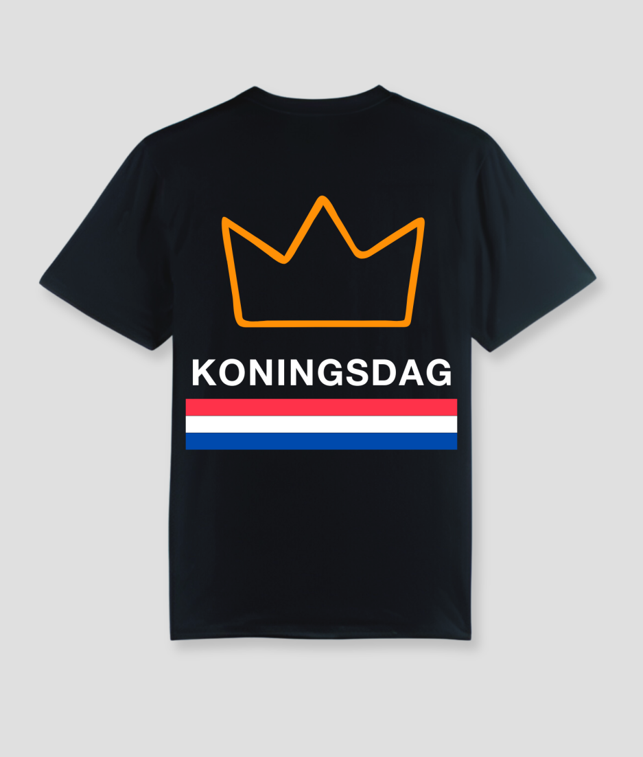 Zwart koningsdag t-shirt - kingsday zwart tshirt