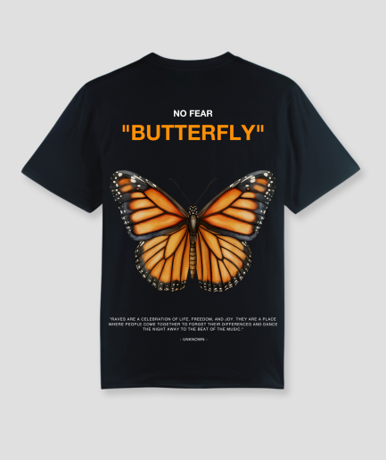 No fear orange butterfly - oranje butterfly tshirt