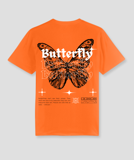 Oranje vlinder tshirt - butterfly