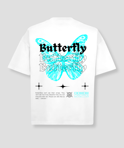 Oversized lichtblauw butterfly shirt