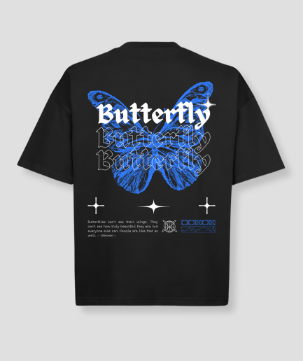 Oversized blauw butterfly shirt