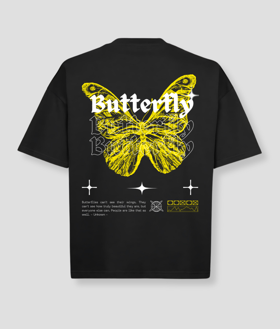 Oversized geel butterfly shirt