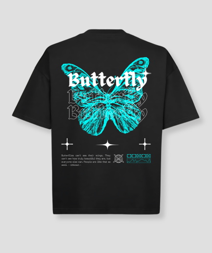 Oversized lichtblauw butterfly shirt