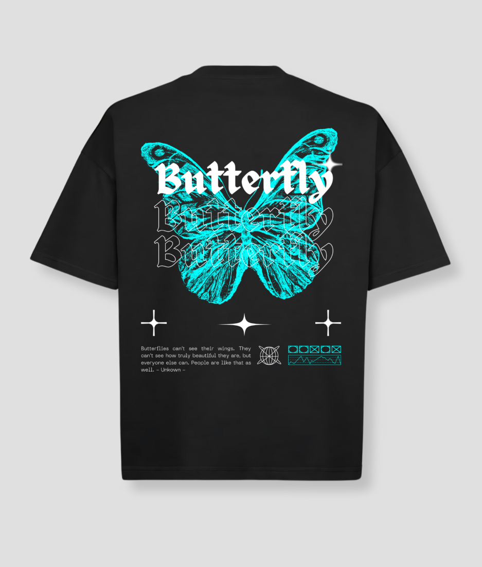 Oversized lichtblauw butterfly shirt