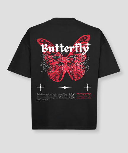 Oversized rood butterfly shirt