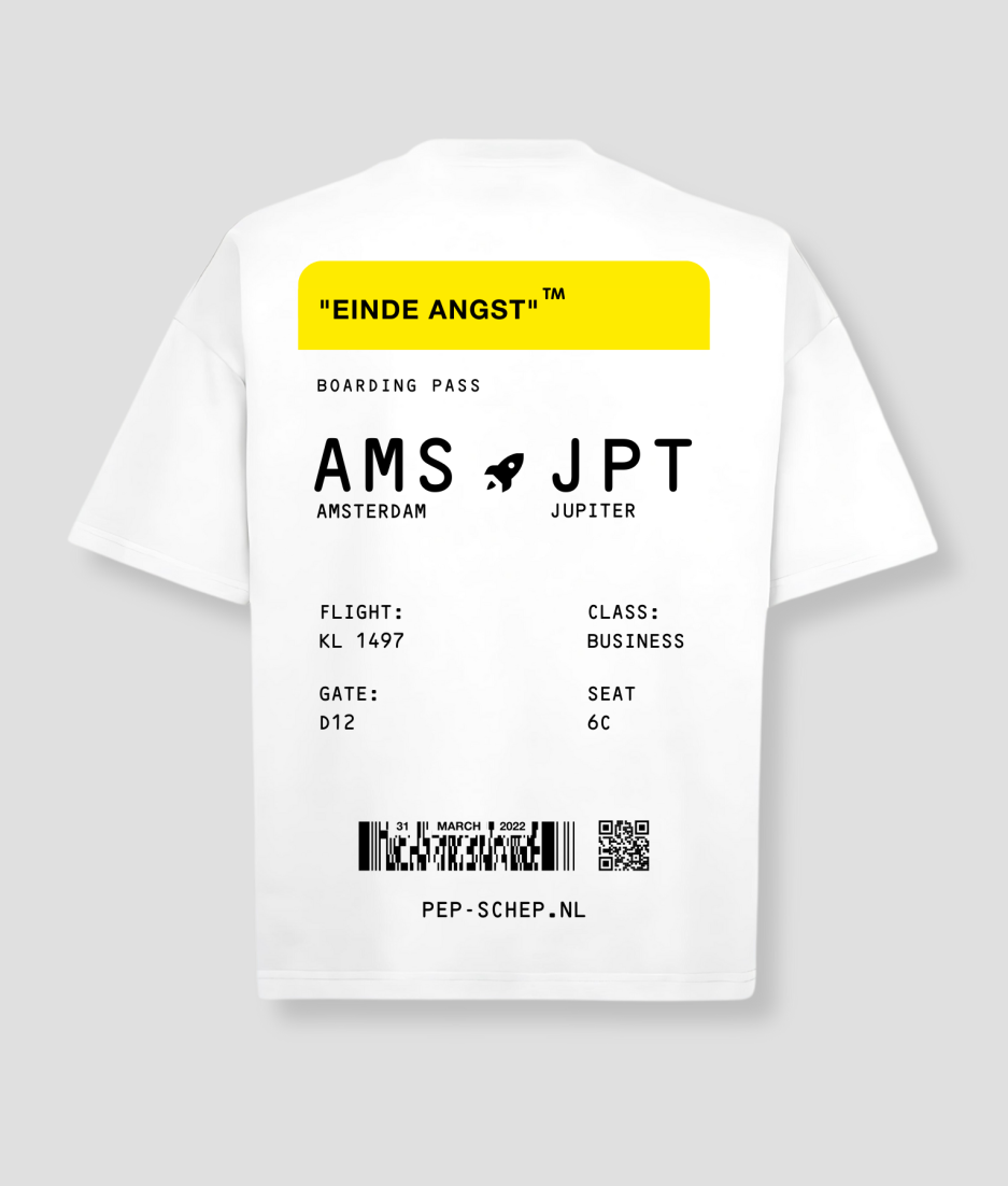 wit boarding pass kleding pepschep