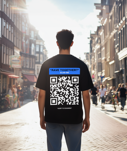 qr code shirt blauw