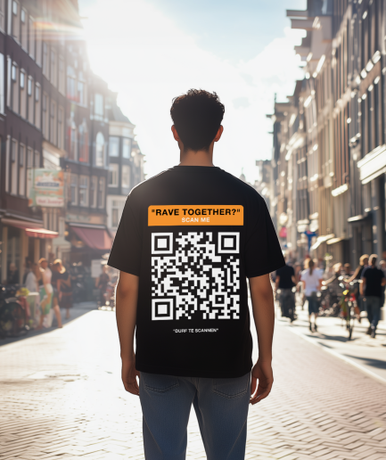 qr shirt code oversized rave techno