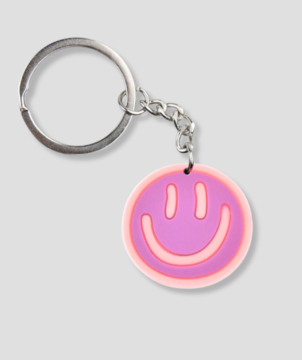 roze smiley sleutelhanger