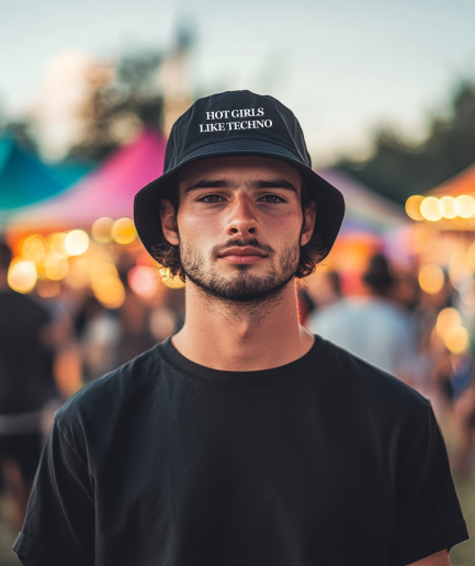 techno buckethat zwart