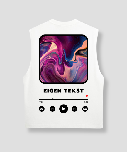 eigen tekst tanktop wit