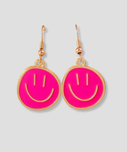 roze smiley oorbellen