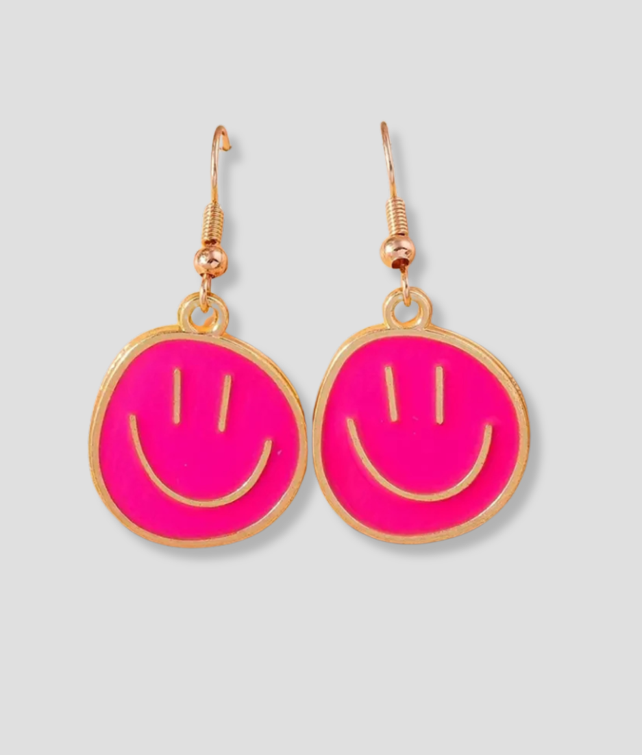 roze smiley oorbellen