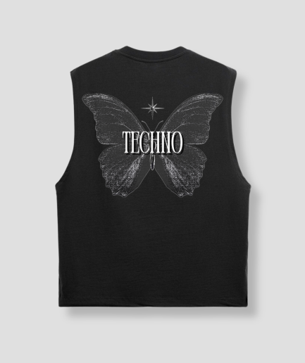 techno vlinder tanktop zwart