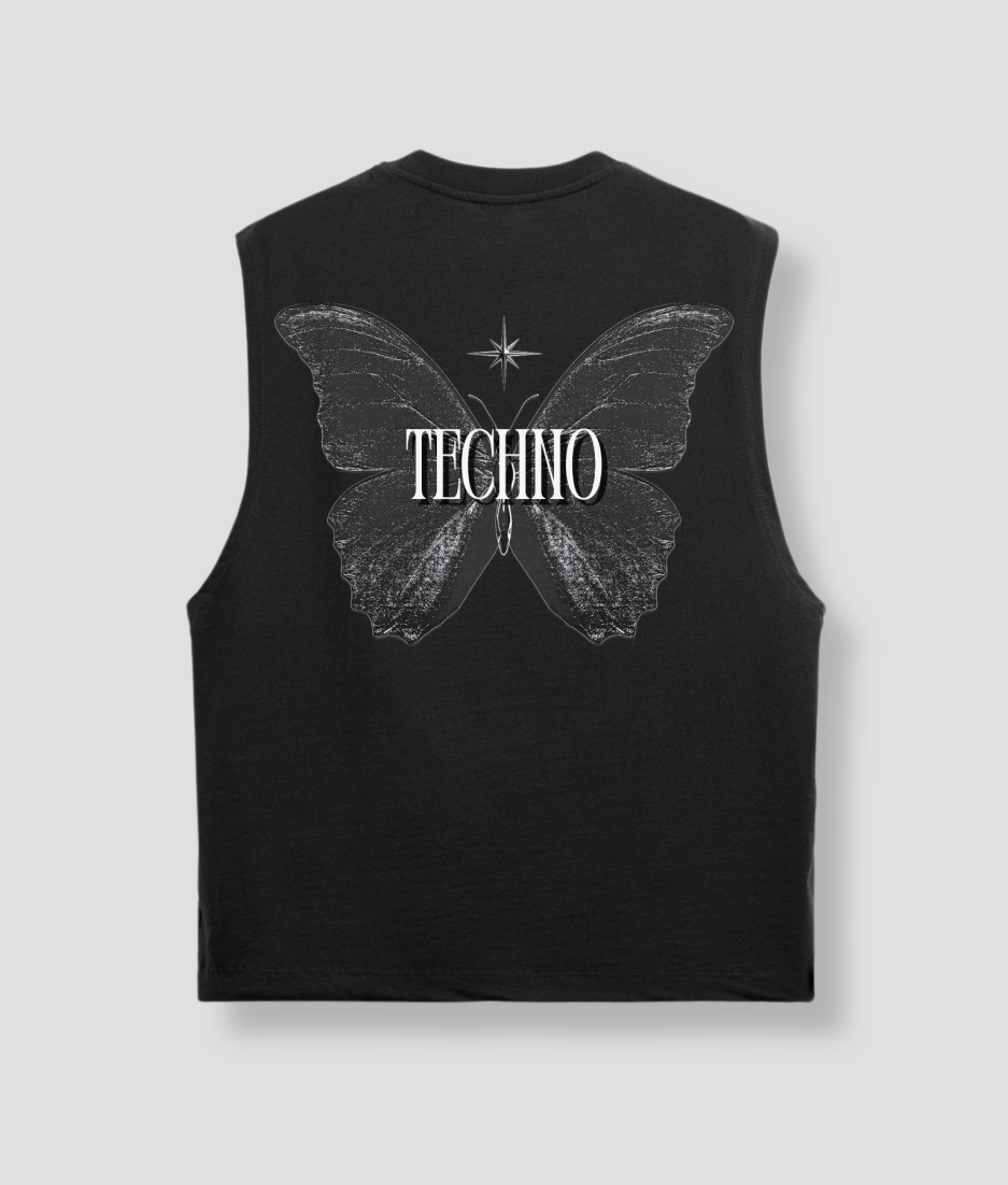 techno vlinder tanktop zwart