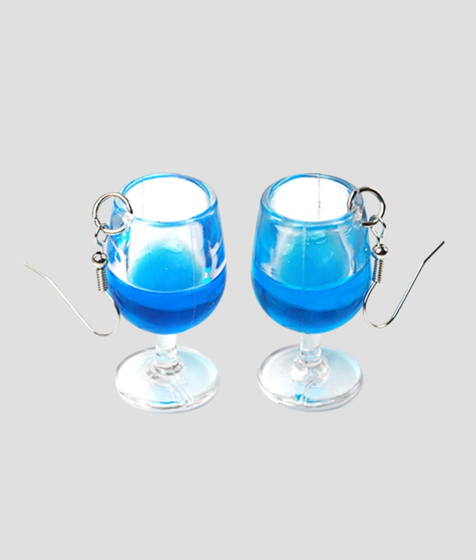 drankje oorbellen blauw