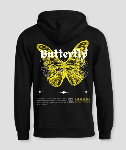 butterfly hoodie geel