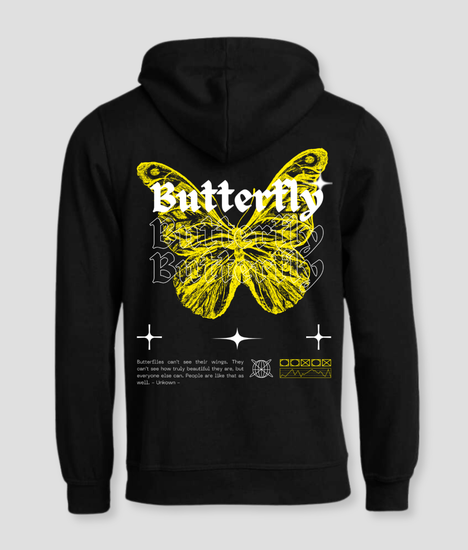 butterfly hoodie geel