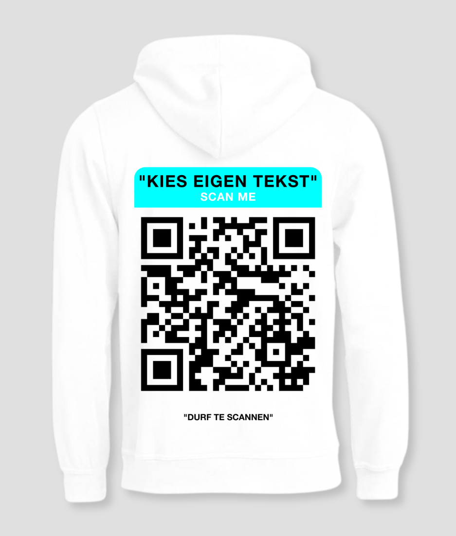 cyan hoodie witte elementen