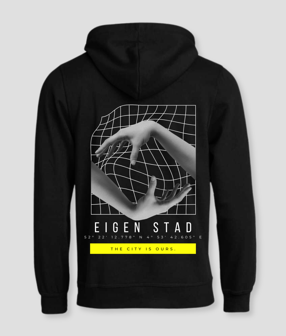 eigen stad hoodie zwart