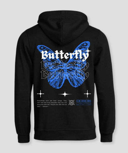 festival hoodie butterfly blauw