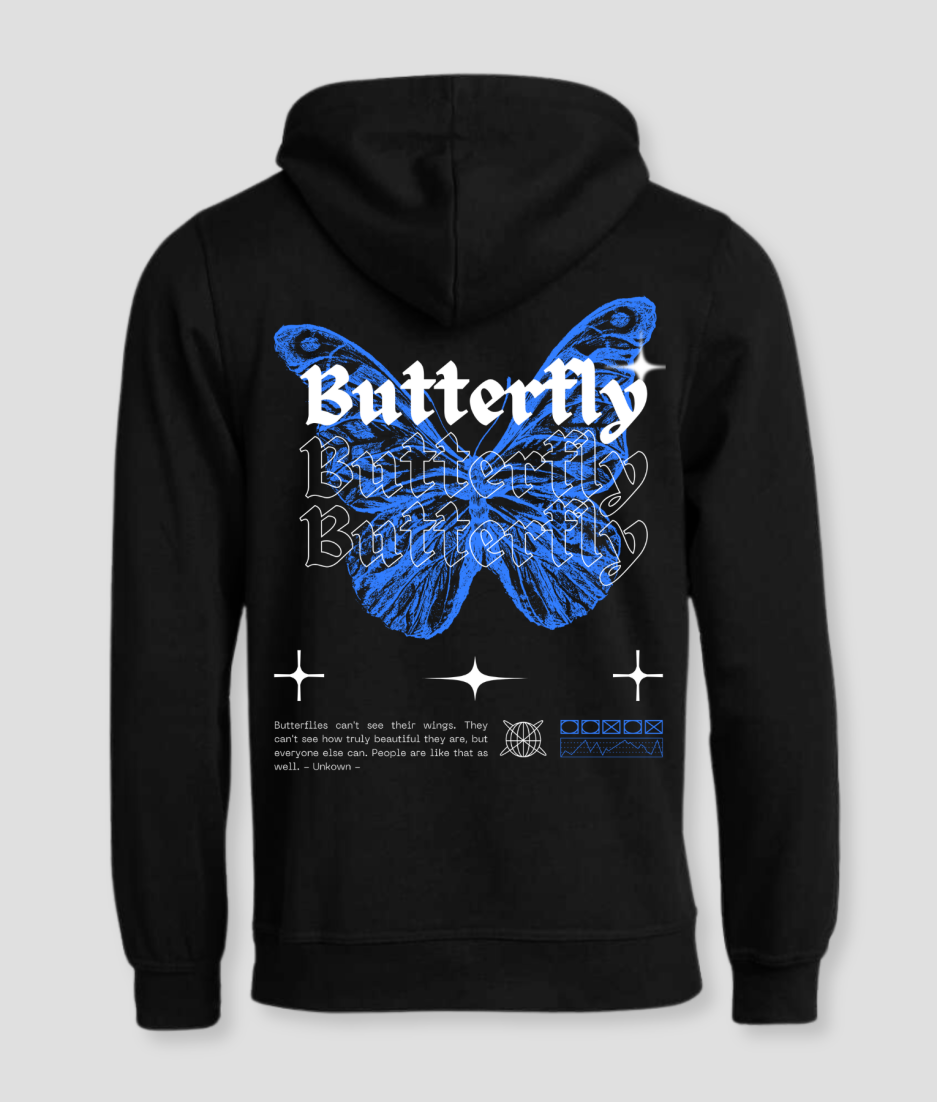 festival hoodie butterfly blauw