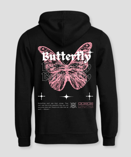 pink hoodie butterfly