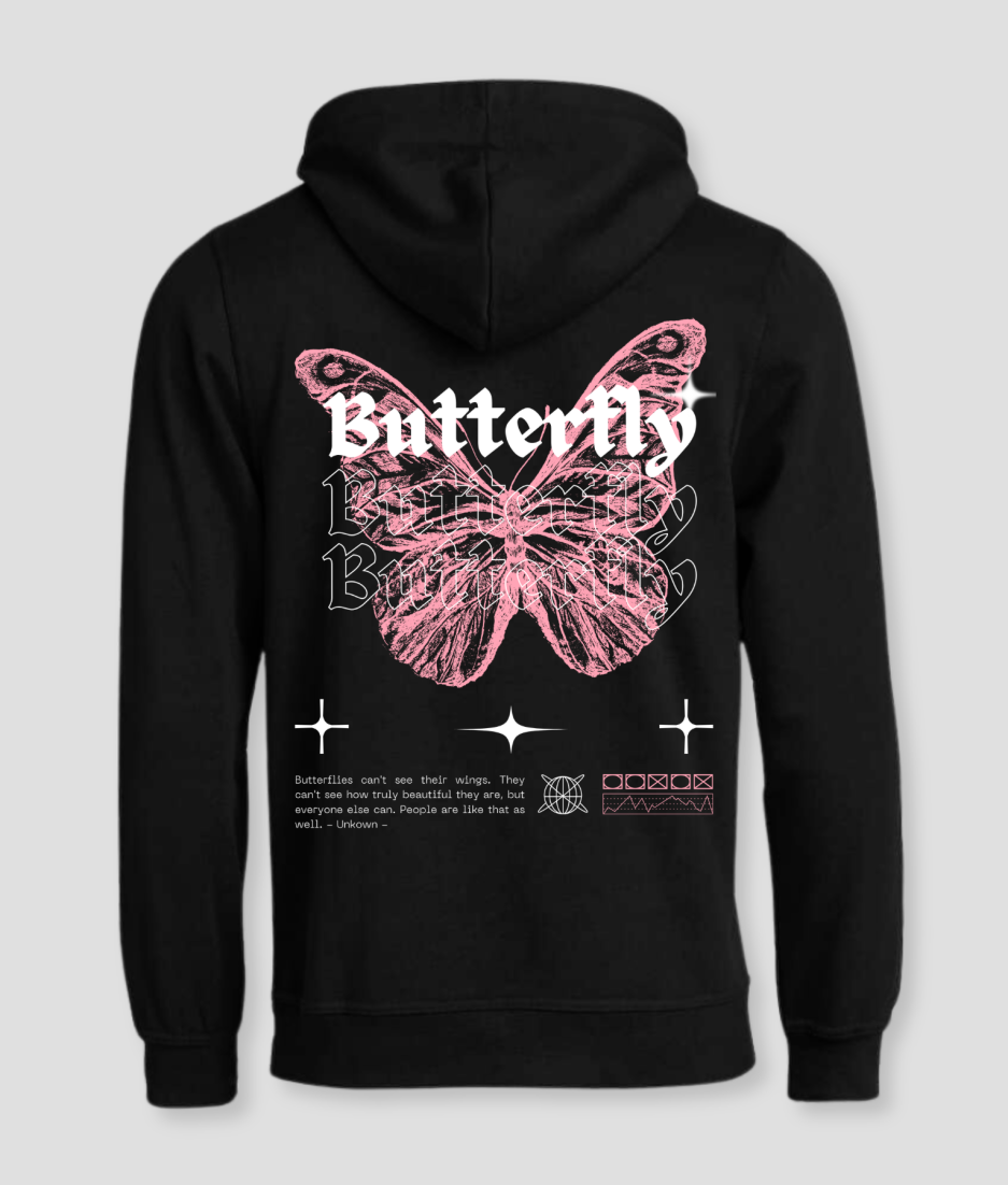 pink hoodie butterfly