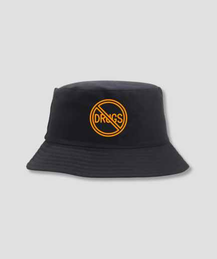 Zwarte buckethat - oranje bucket hat - oranje hoedje