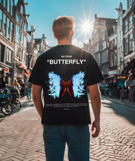 butterfly no fear blauw oversized shirt