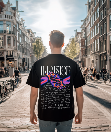 illusion zwart oversized shirt model