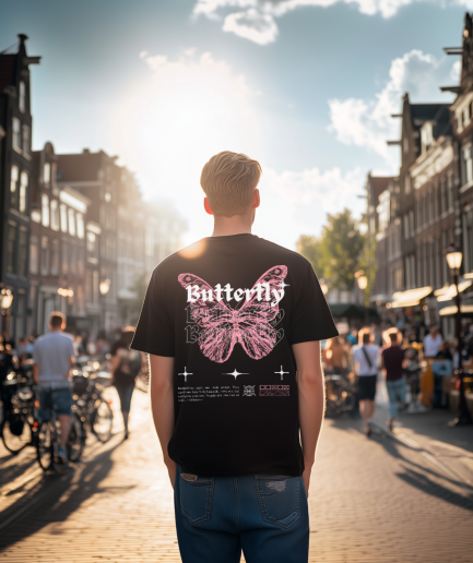 roze butterfly tshirt