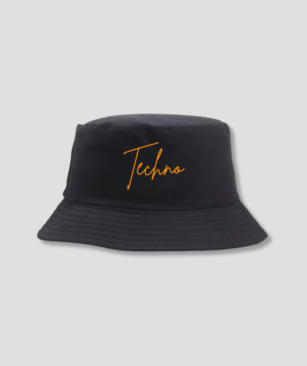 zwarte buckethat - techno hoedje - techno buckethat - bucket hat