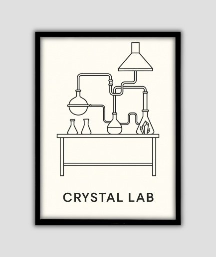 Crystal lab poster met labapparatuur