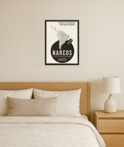 Narcos poster boven bed
