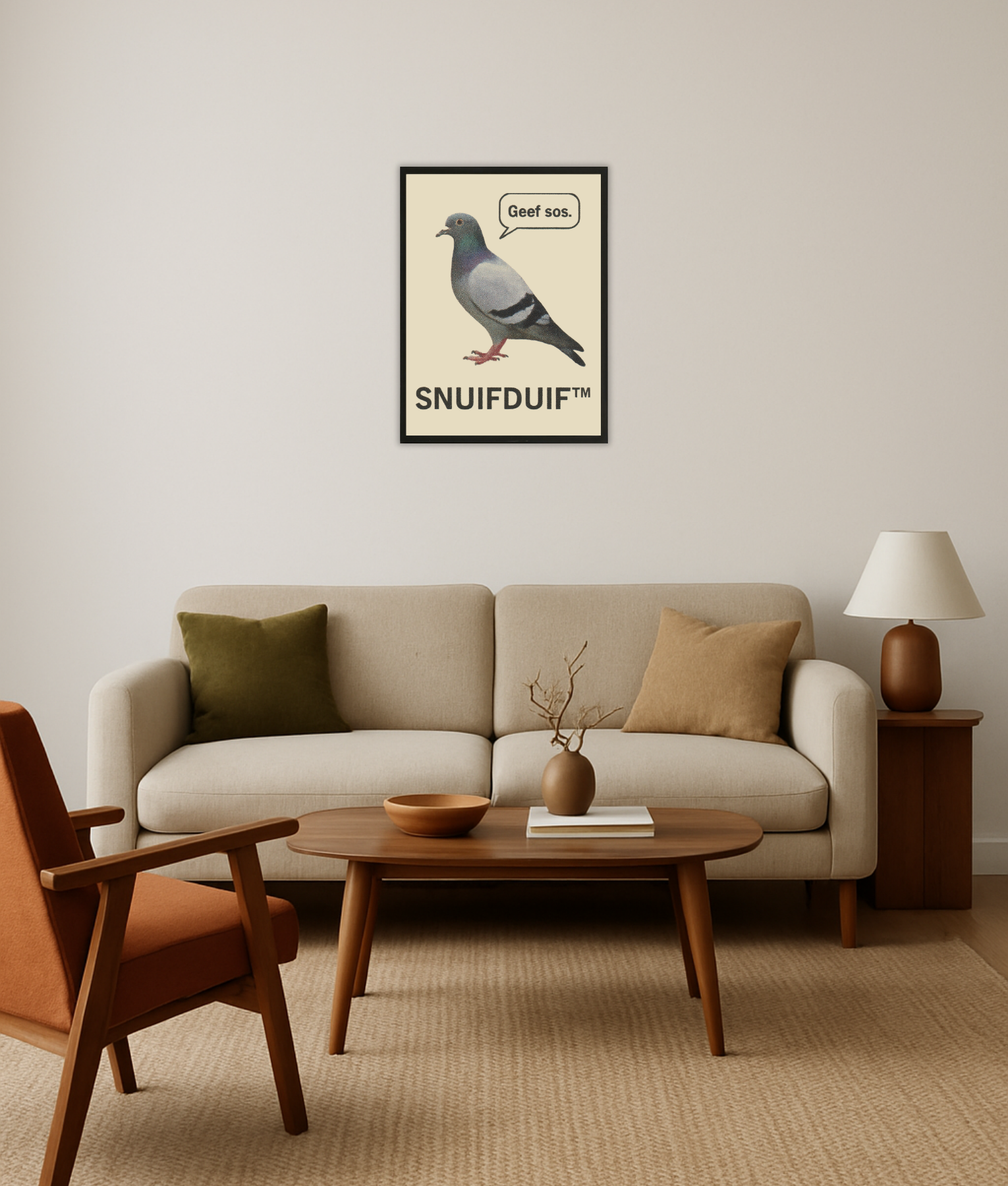 poster snuifduif Pigeon poster met tekst