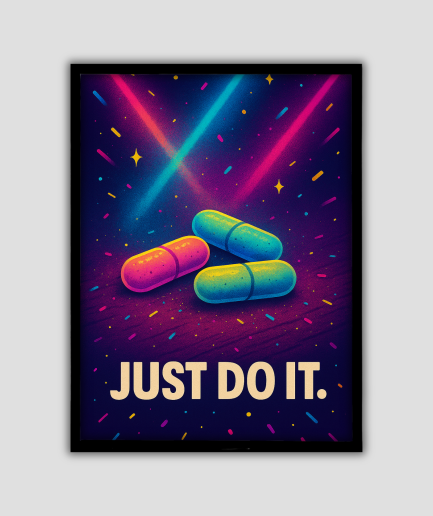 Pillen neon poster tekst