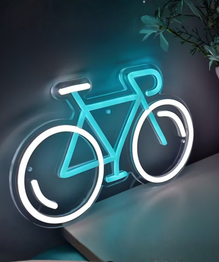 blauwe fiets neon lamp