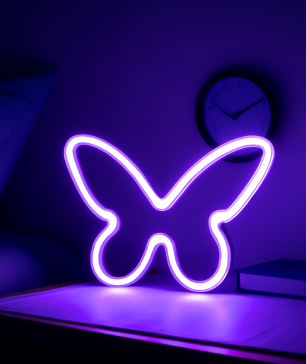 butterfly neon lamp paars