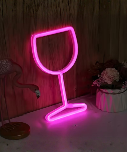 glas roze neon lamp