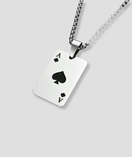 schoppen kaart ketting zilver