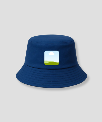 donkerblauwe buckethat met eigen foto