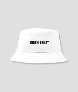 Bucket hat eigen tekst Wit