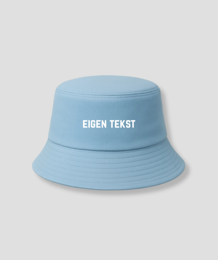 eigen tekst buckethat blauw